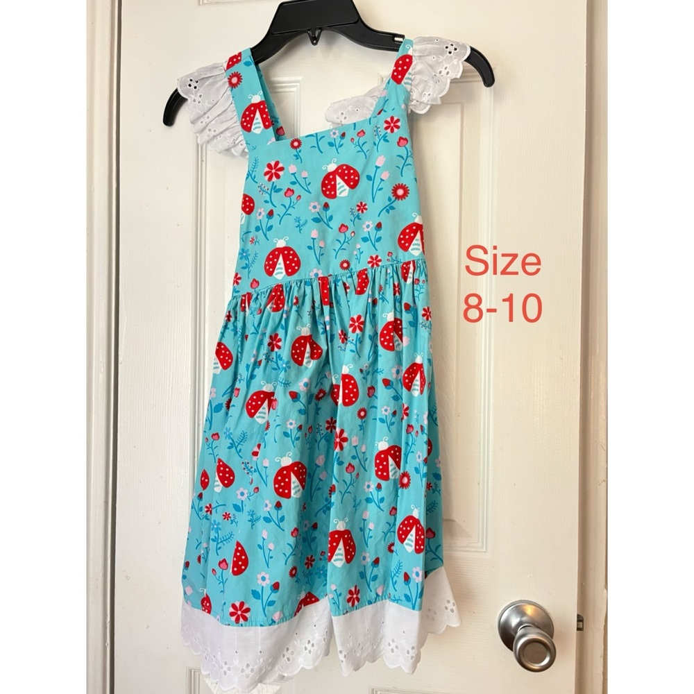 Eleanor Rose Aqua Dress with Red Mushroom Print